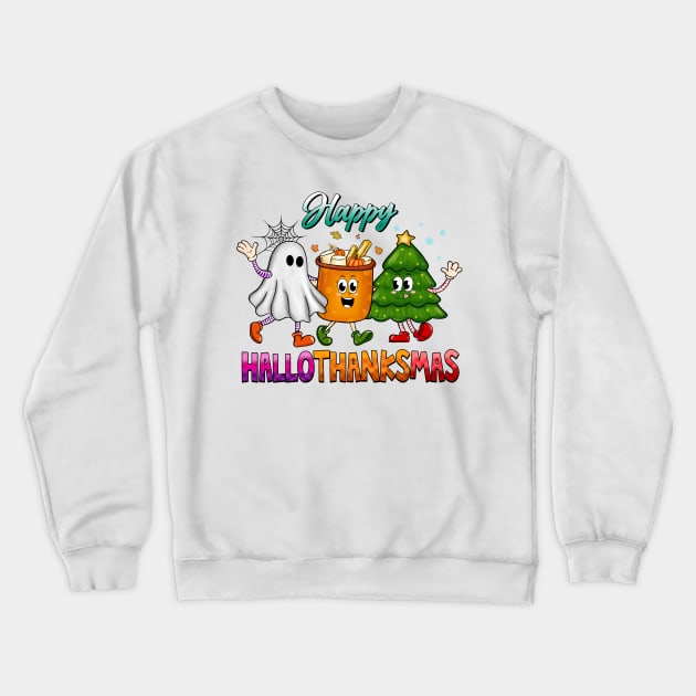 Happy Hallothanksmas Crewneck Sweatshirt by Etopix